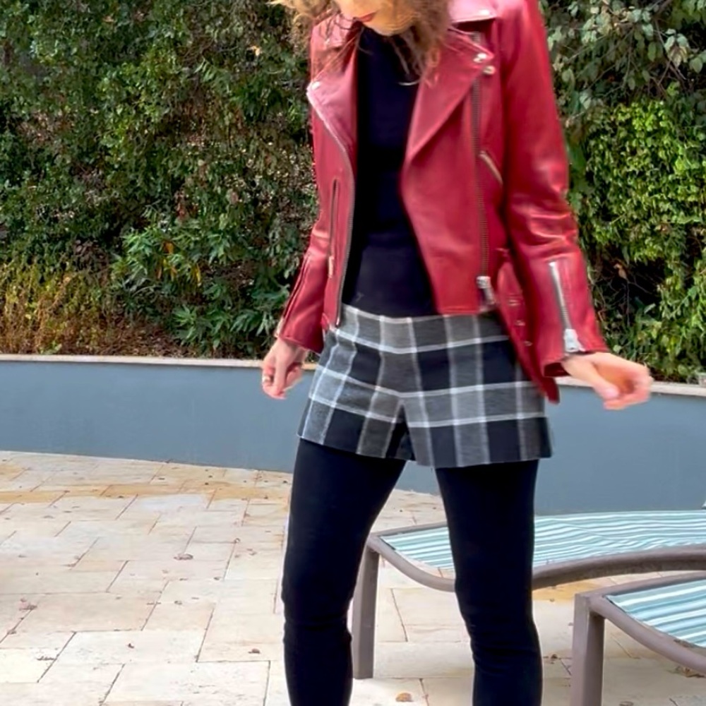 All Saints Balfern red leather moto jacket